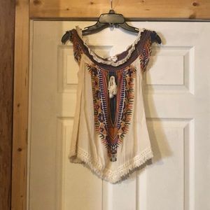 Off the Shoulder Tribal Top